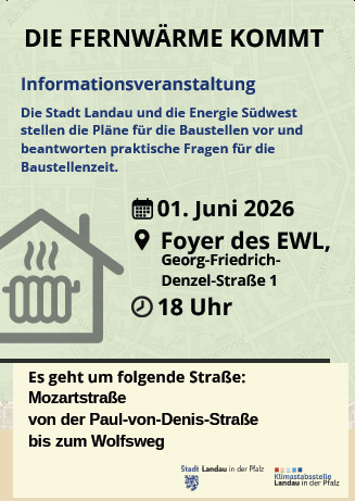 Fernwärme in Landau: Infoabend für Anliegerinnen und Anlieger der Mozartstraße