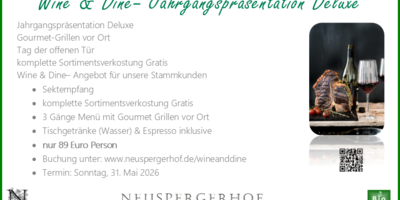 Wine & Dine– die exklusive Jahrgangsverkostung auf dem Bio-Weingut